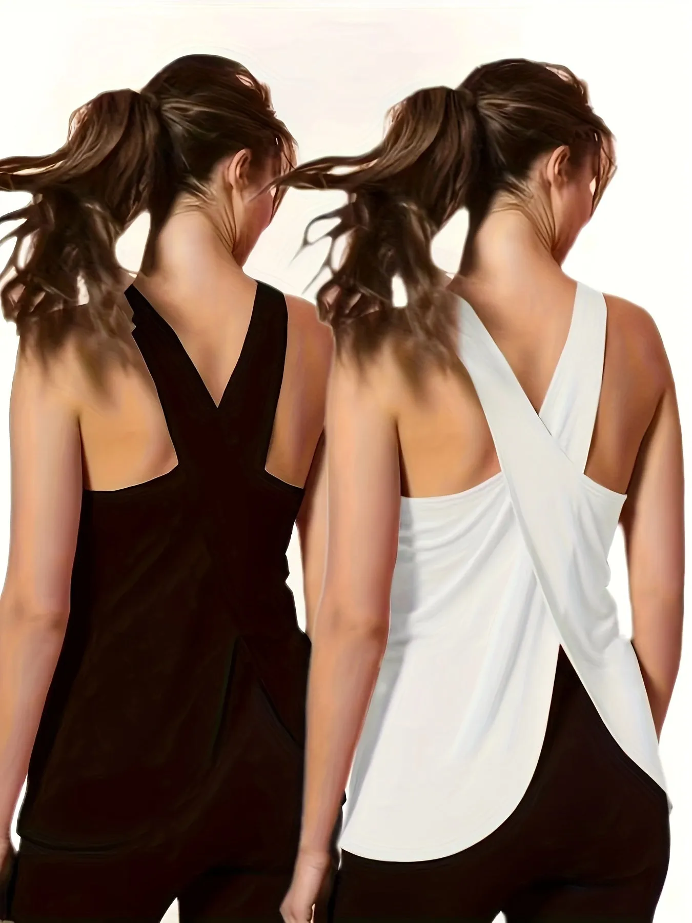 2-Pack Women's Summer Sports Fitness Tank Tops – Quick-Drying with Back Split