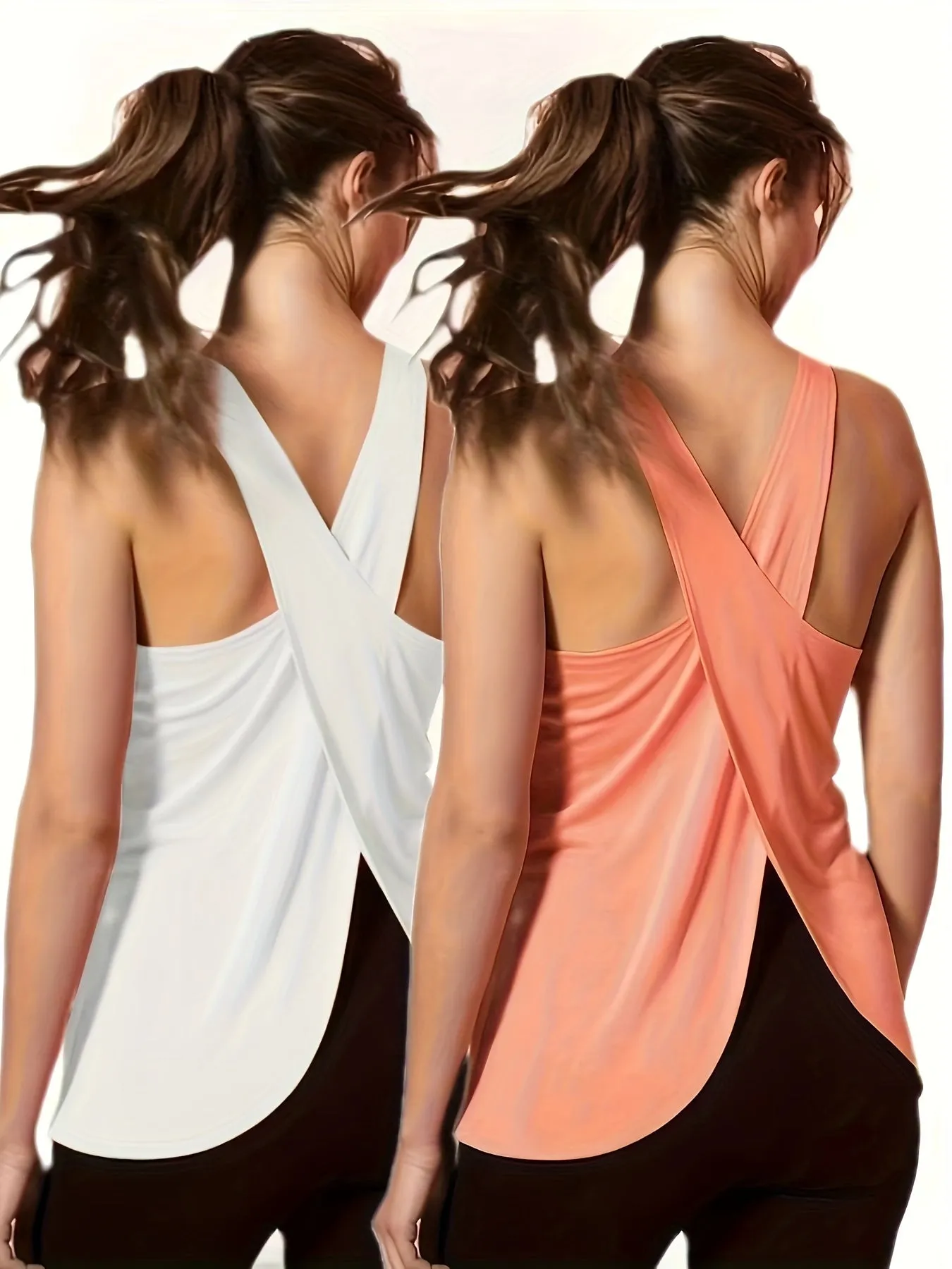 2-Pack Women's Summer Sports Fitness Tank Tops – Quick-Drying with Back Split