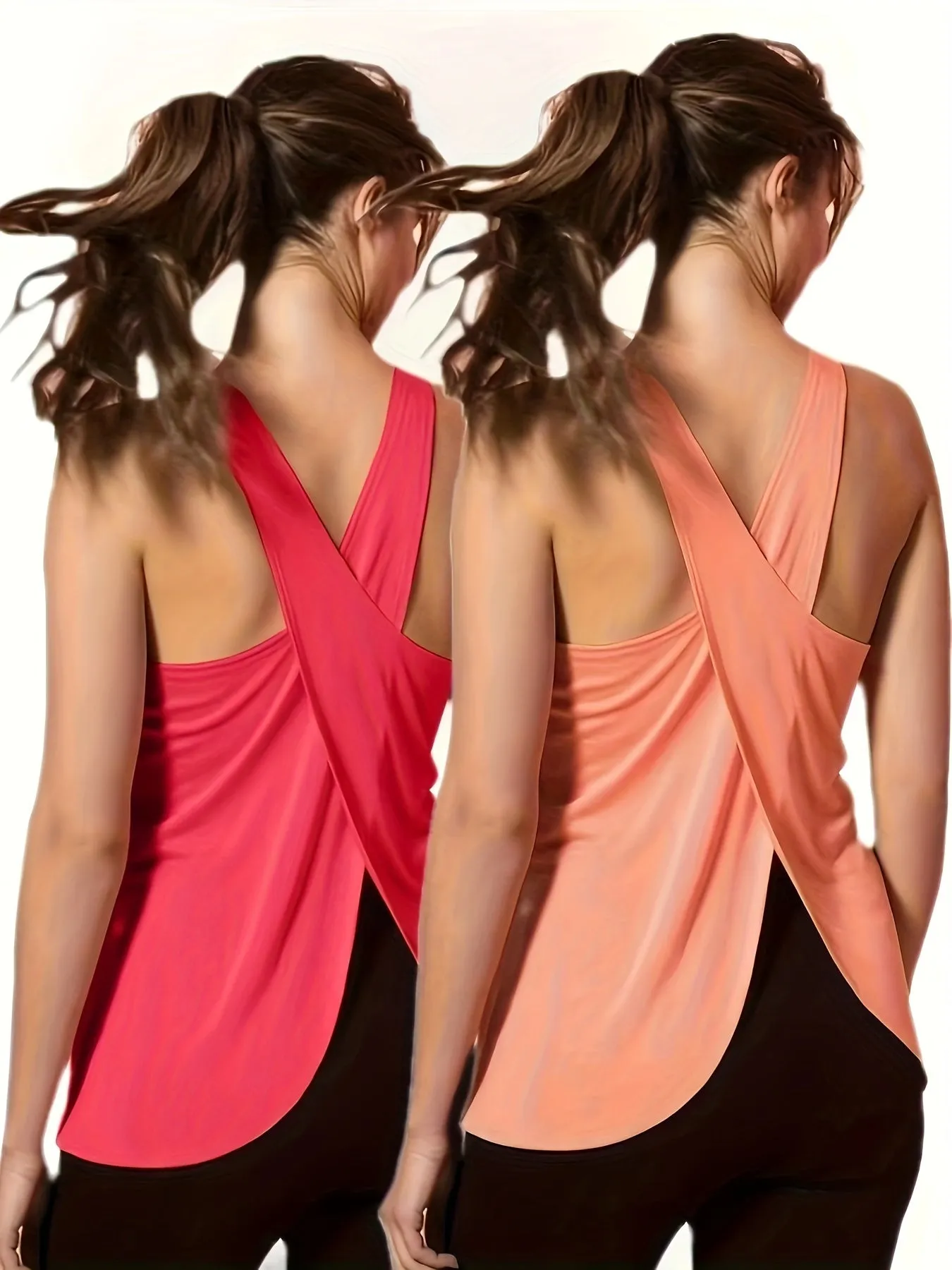 2-Pack Women's Summer Sports Fitness Tank Tops – Quick-Drying with Back Split