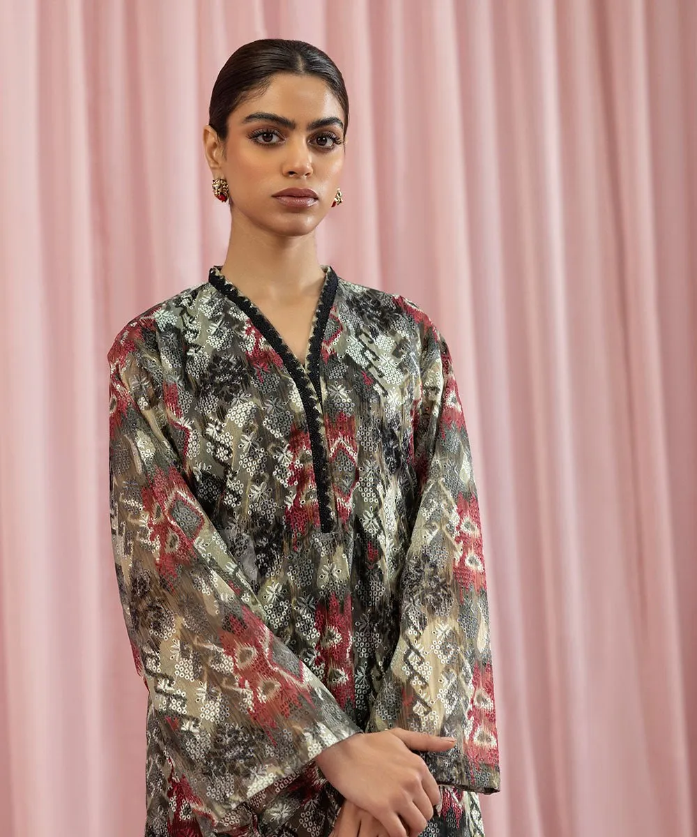 2 Piece - Embroidered Masoori Net Suit