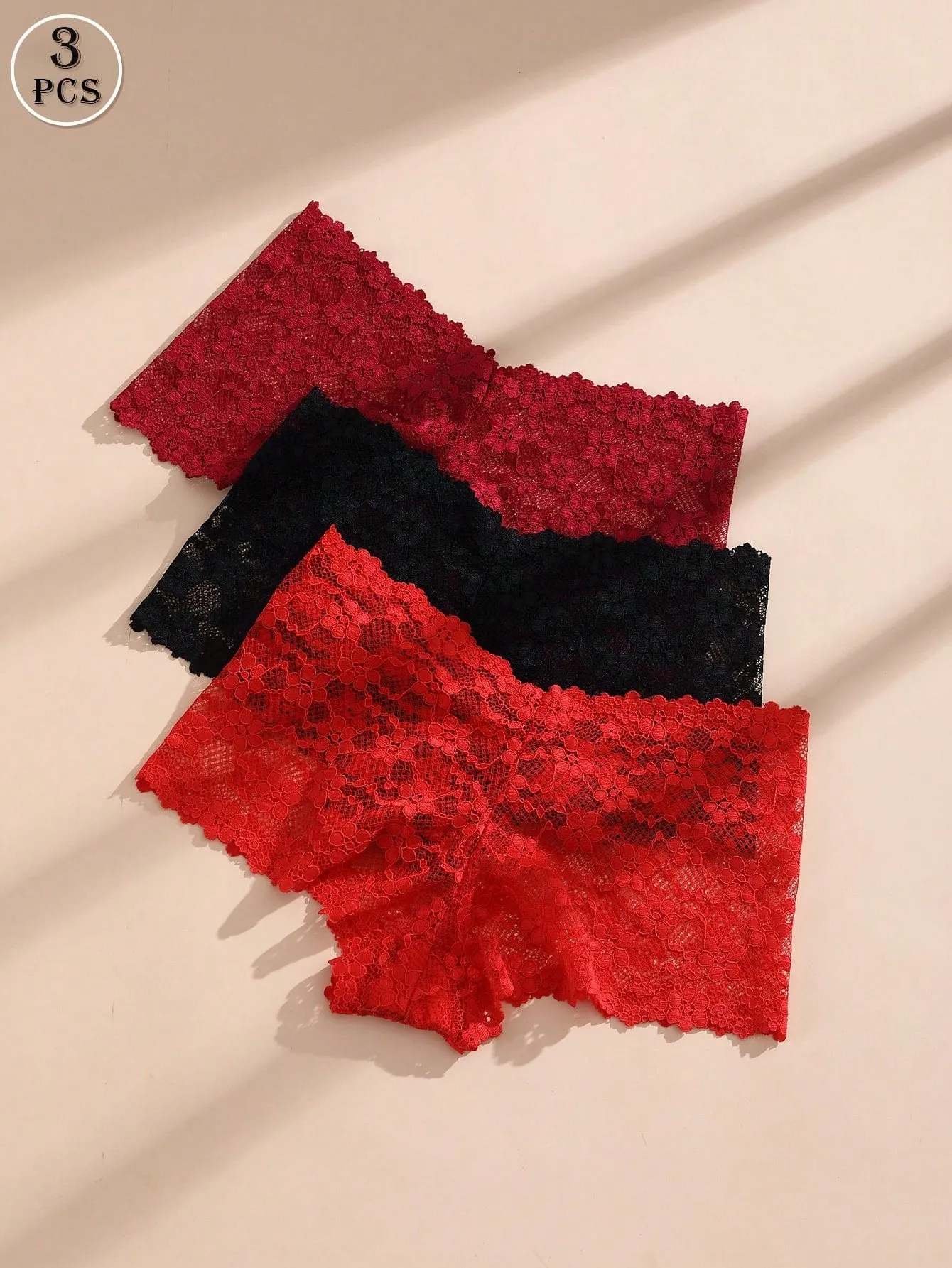 3 Piezas de Pantys de Encaje Sexy para Mujer en