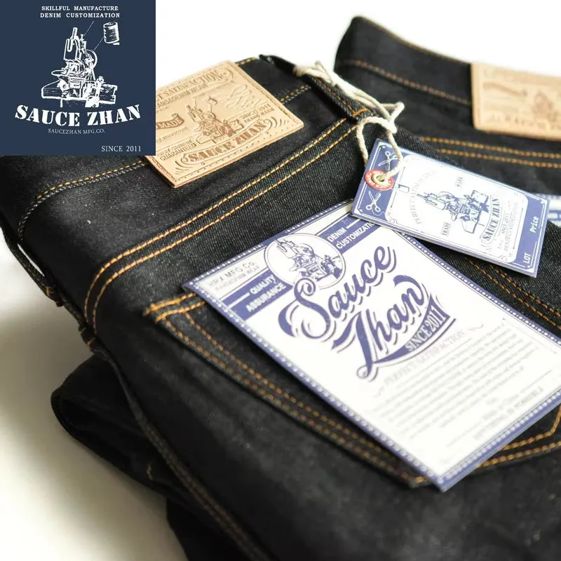 315XX Taper Fit Selvedge Denim Jeans for Men - Unwashed Dark Blue 14.5 Oz Motorcycle Jeans