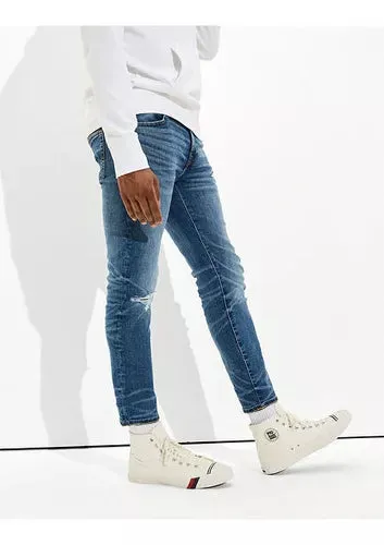Ae Airflex MEN  Skinny Crop Jean  With Ripped  BLUE