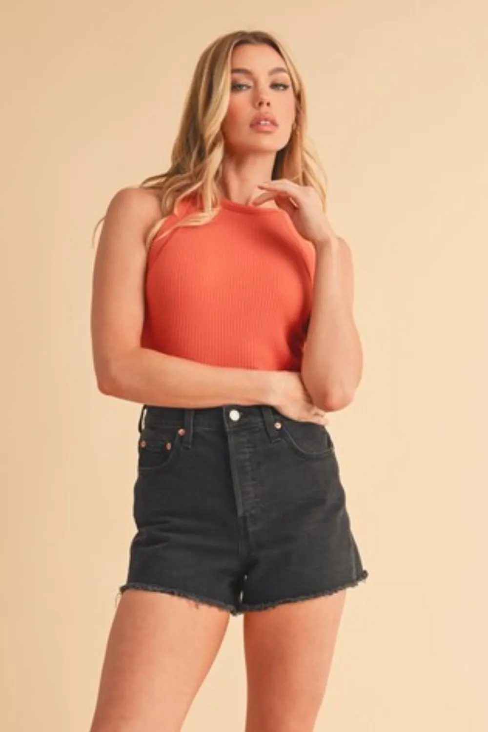 Aemi   Co Ribbed Round Neck  S-L
