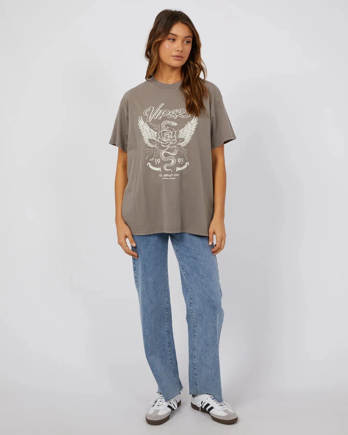 All About Eve Viper Oversized Tee - Charcoal