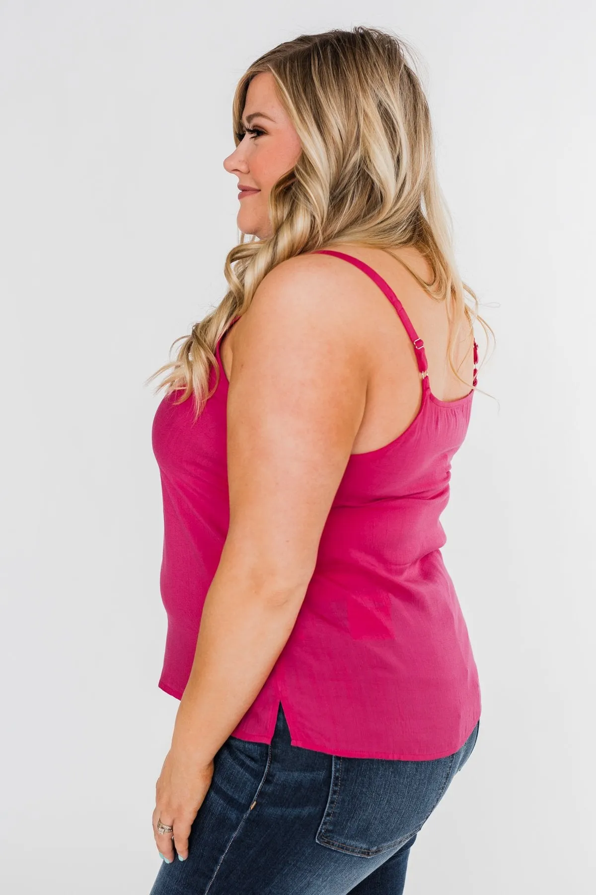 Always Choose You Button Tank Top- Dark Fuchsia