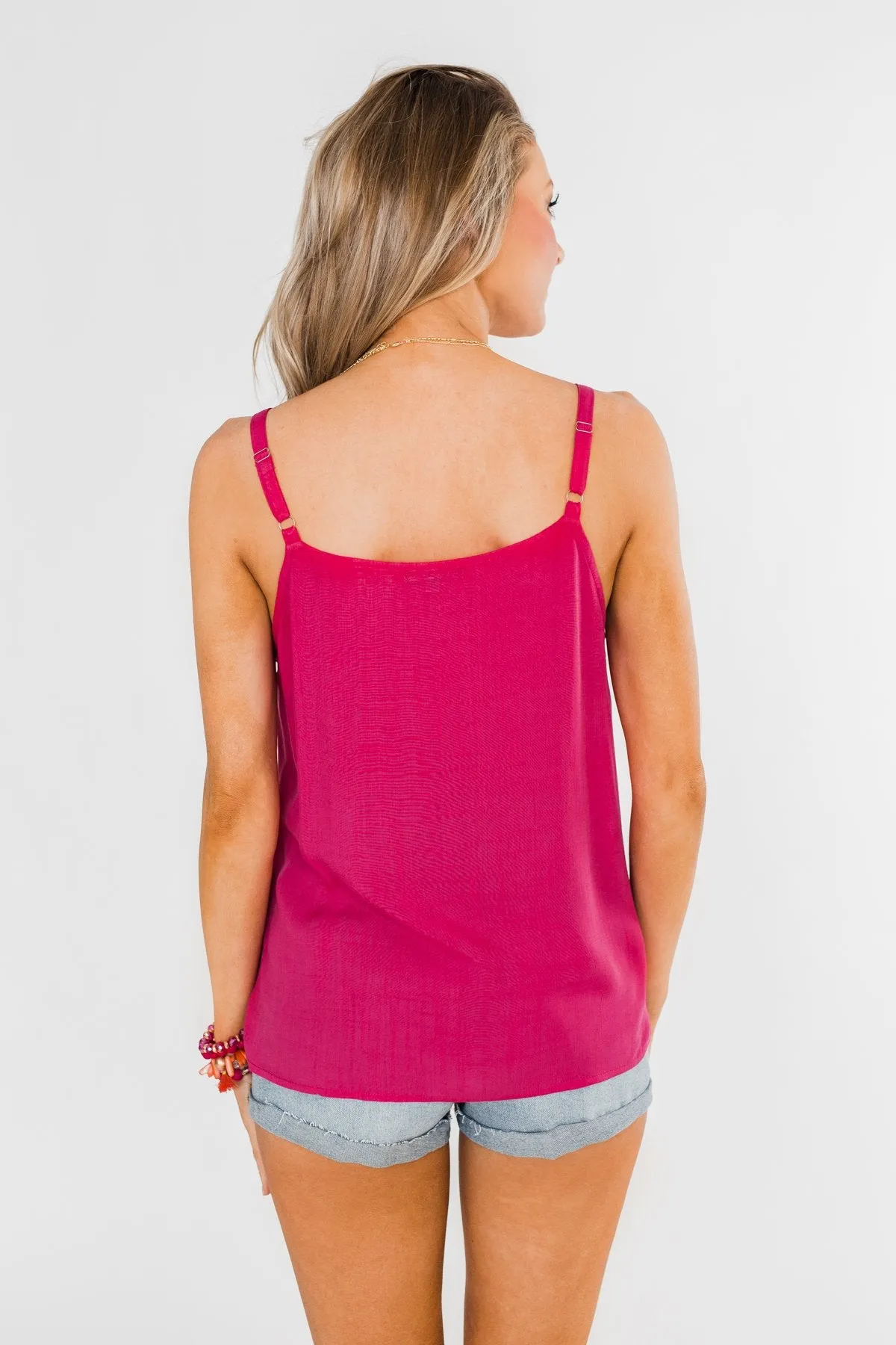 Always Choose You Button Tank Top- Dark Fuchsia