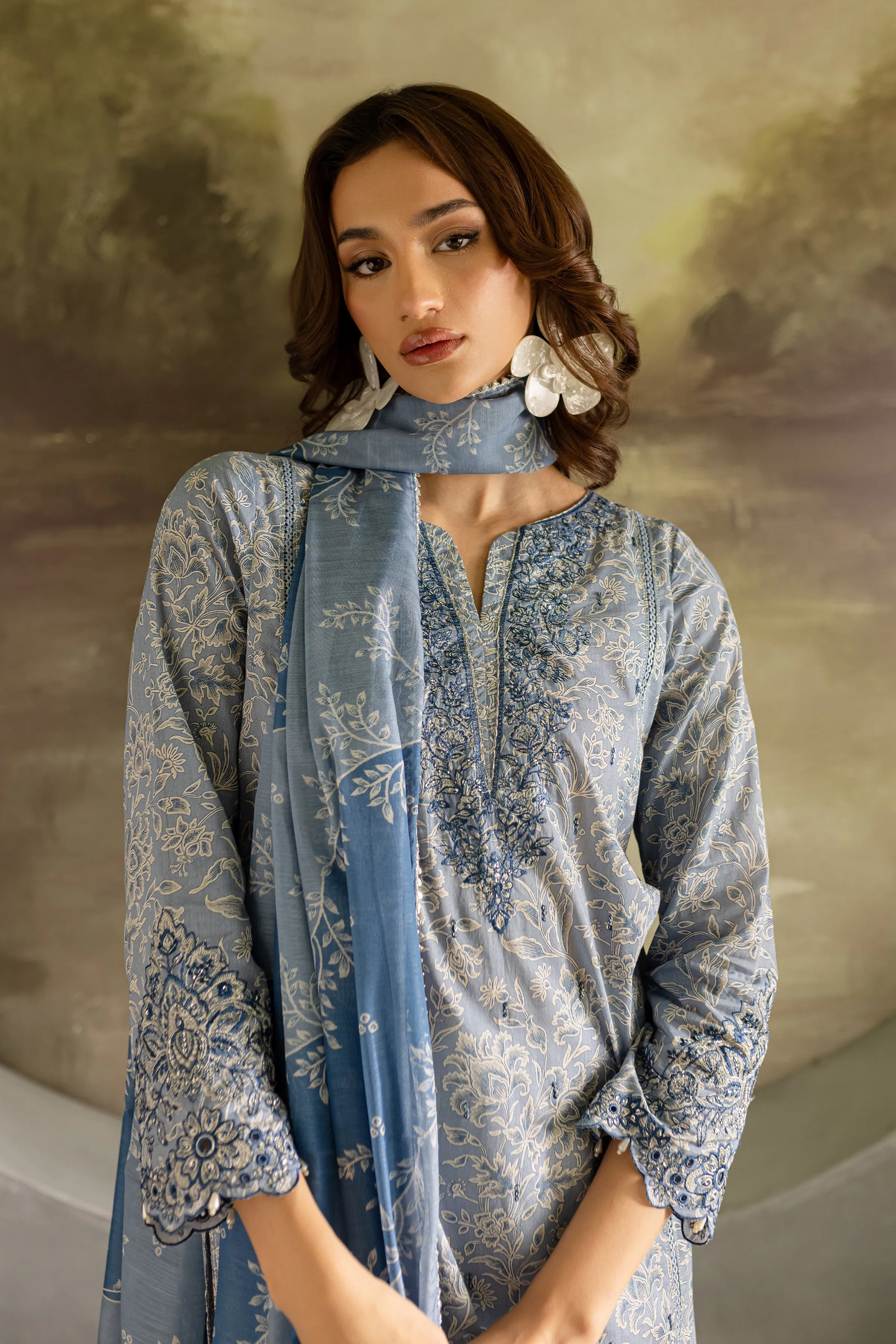 Ayla Blue 3Pc - Printed Lawn Dress