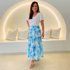 Azure Bay- Linen Skirt