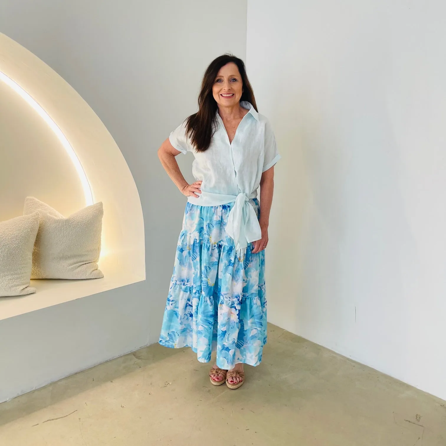 Azure Bay- Linen Skirt
