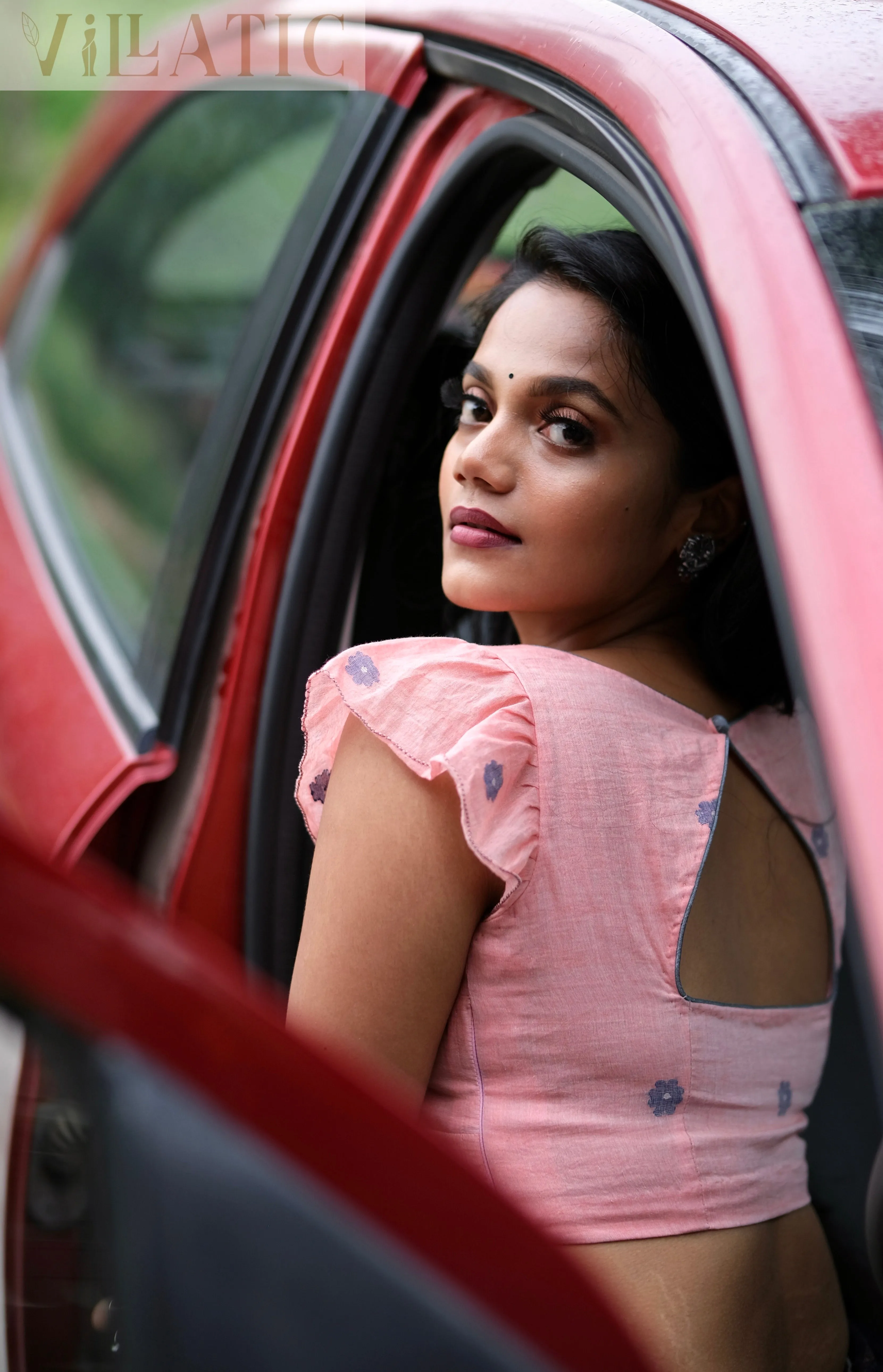 Baby pink jamdani blouse
