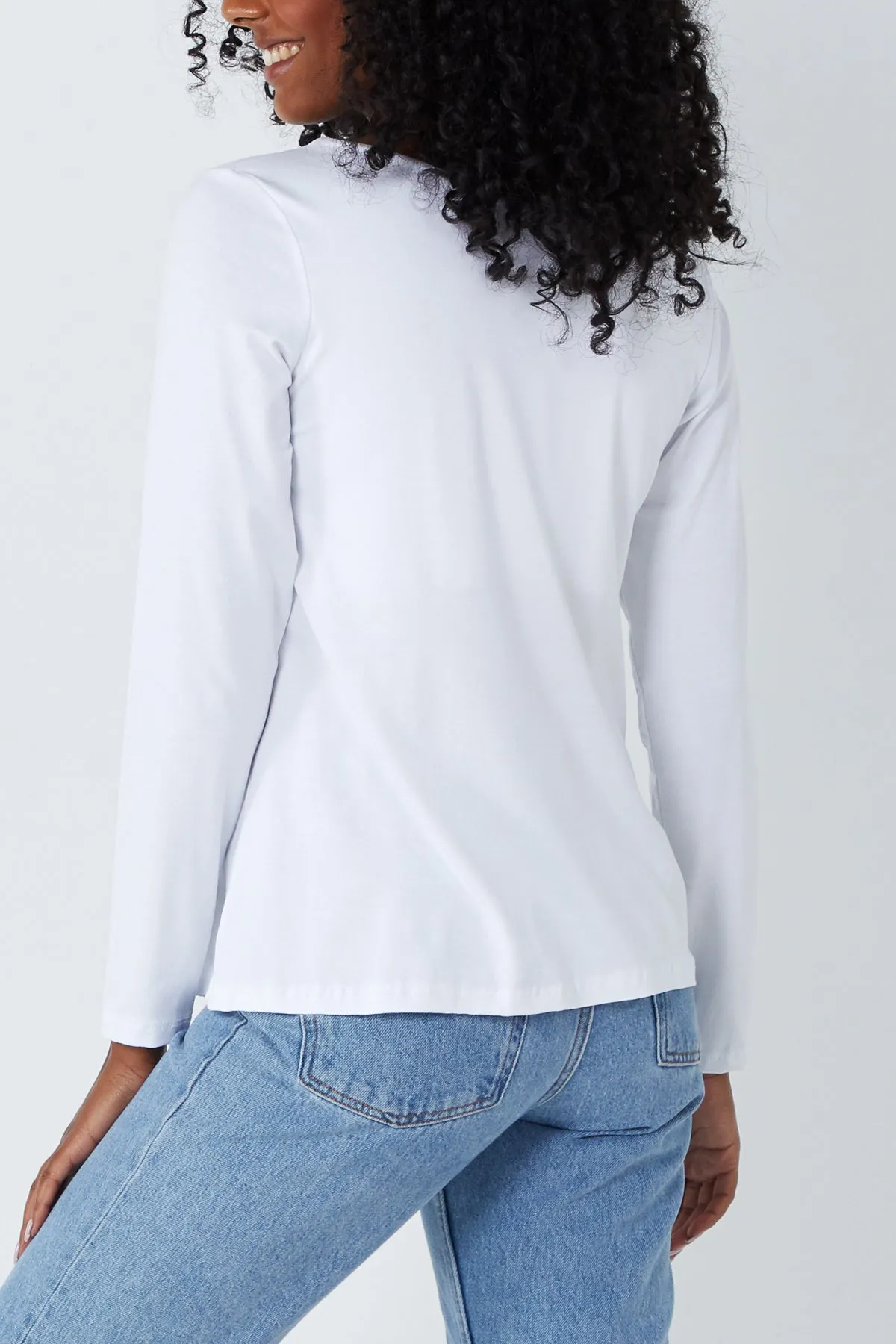Basic Double Layer Scoop Neck Long Sleeve Top