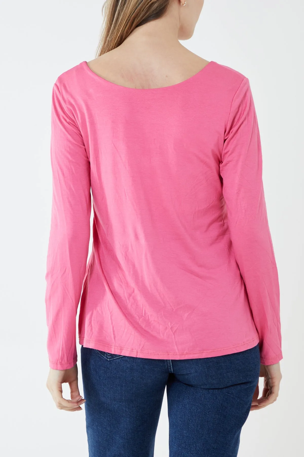 Basic Double Layer Scoop Neck Long Sleeve Top