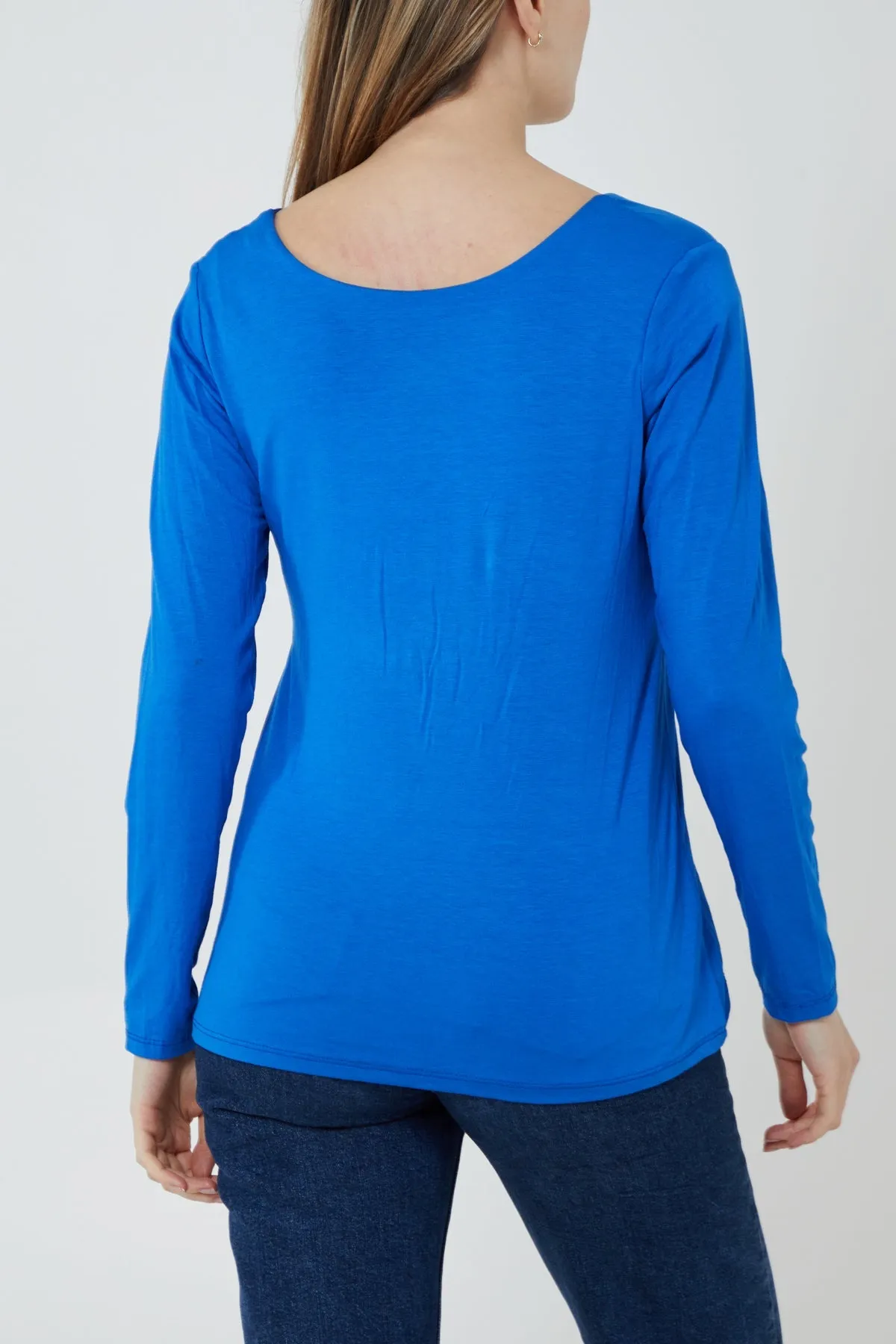 Basic Double Layer Scoop Neck Long Sleeve Top