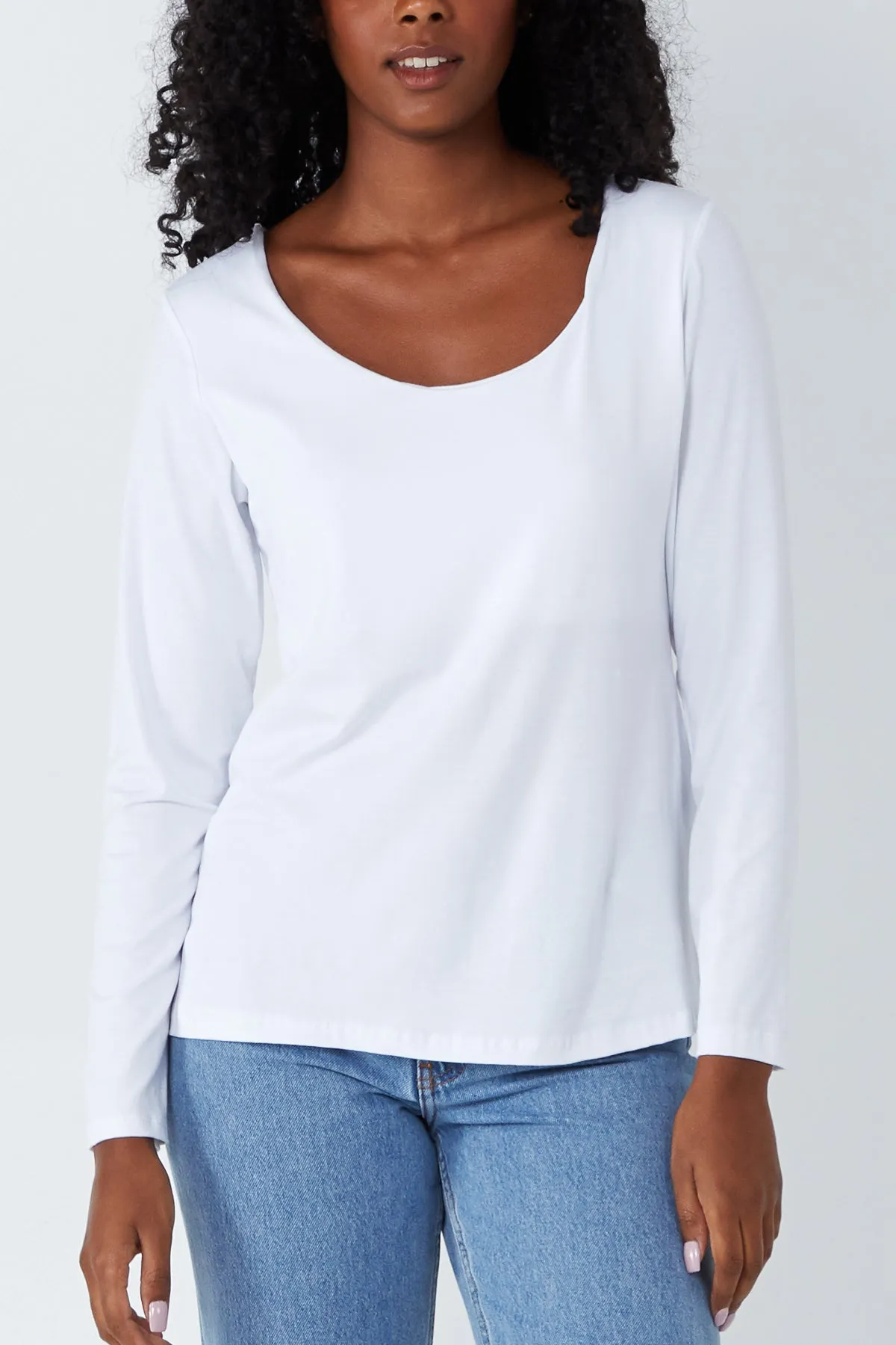 Basic Double Layer Scoop Neck Long Sleeve Top