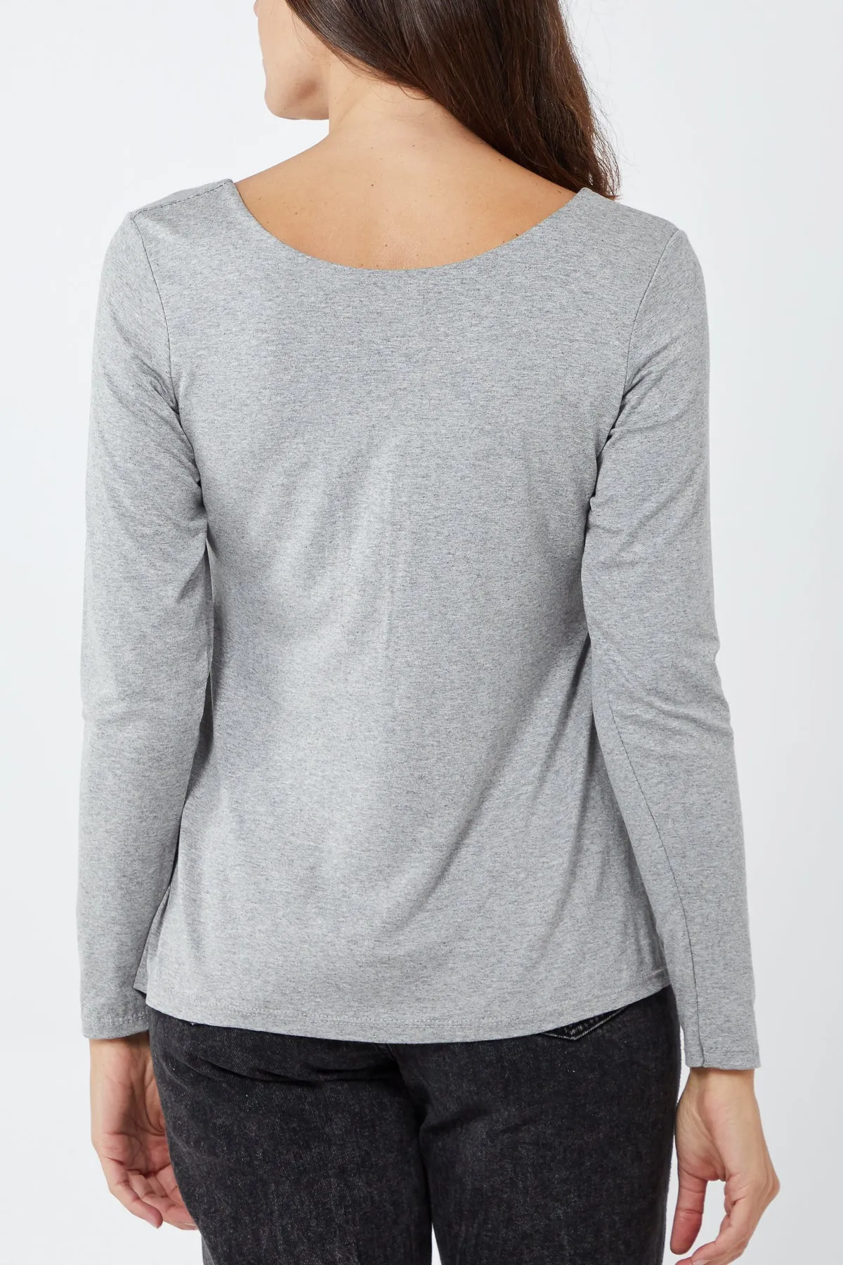Basic Double Layer Scoop Neck Long Sleeve Top