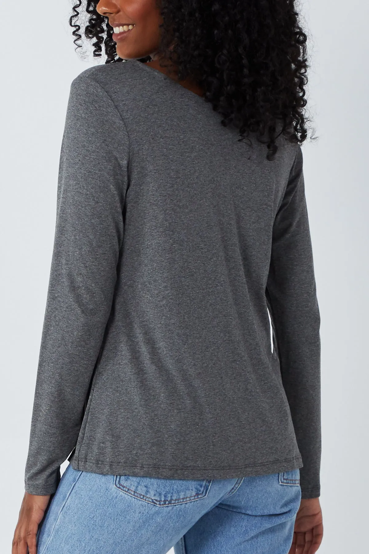 Basic Double Layer Scoop Neck Long Sleeve Top
