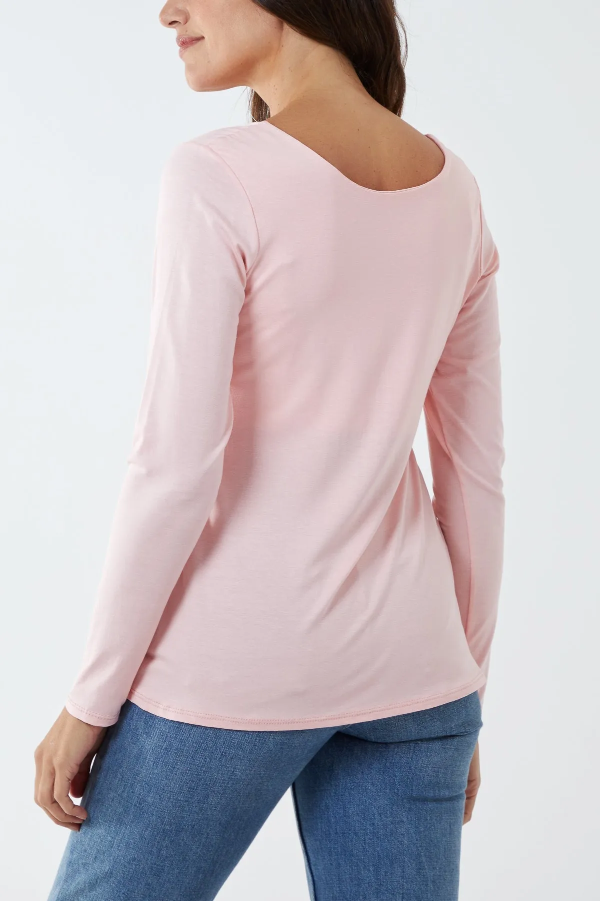 Basic Double Layer Scoop Neck Long Sleeve Top