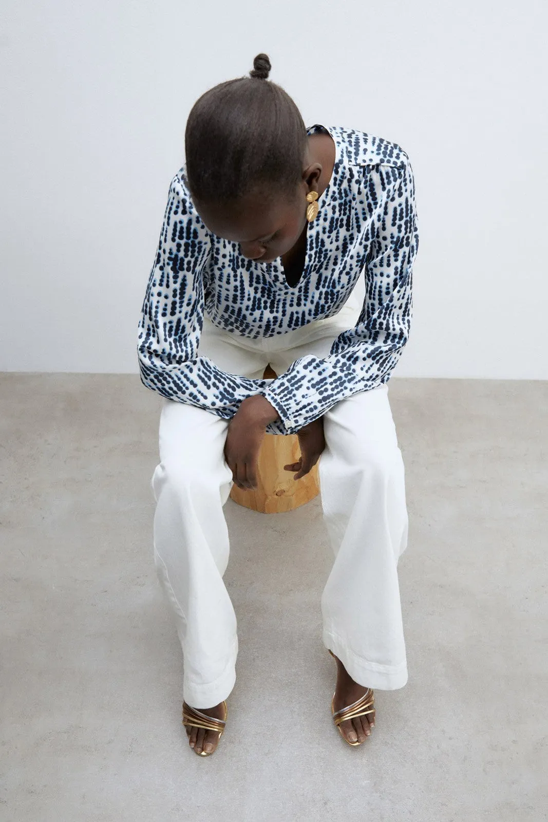 Basic long-sleeved top - Light Blue