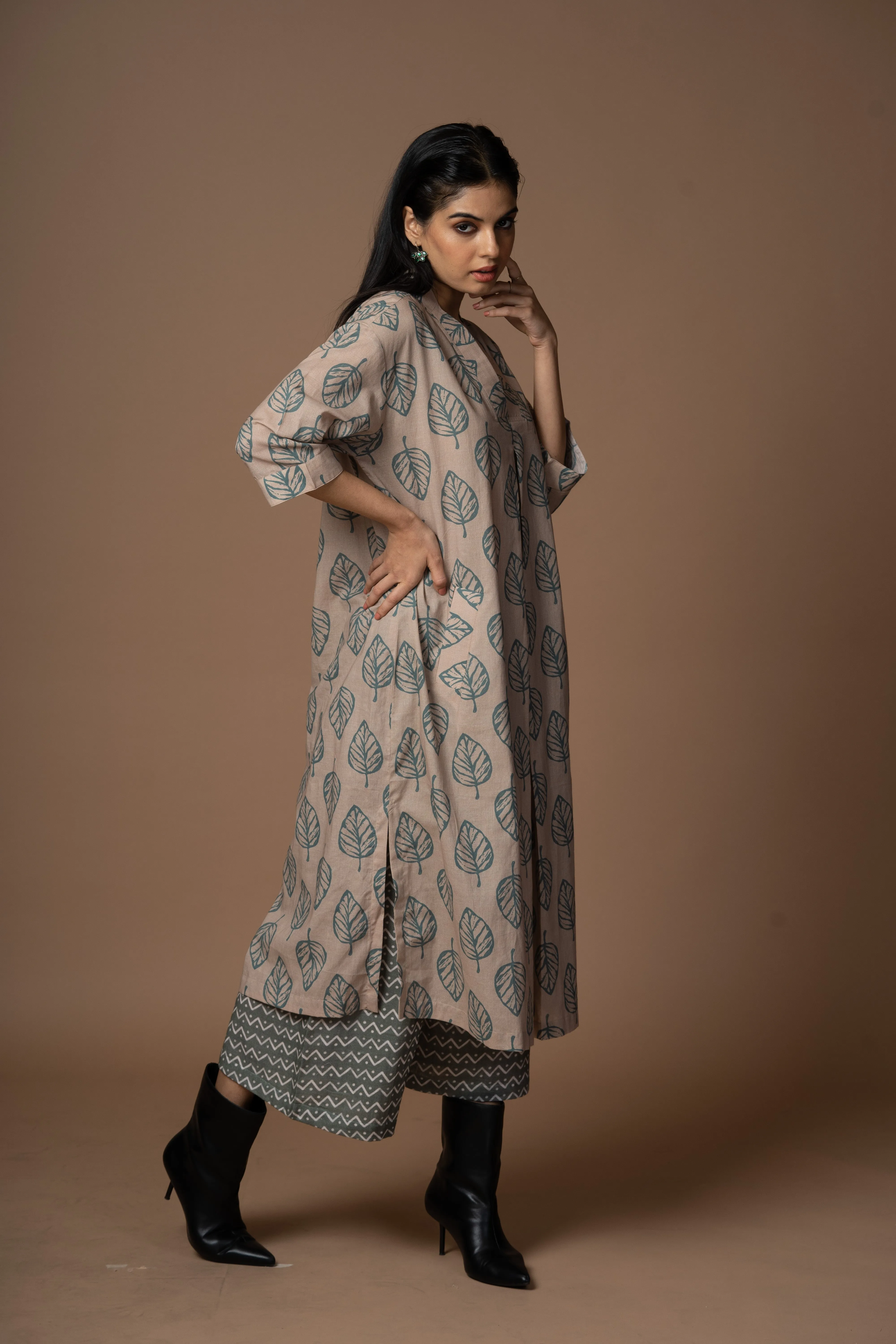 Beige Luma Kurta in We are one Pattern