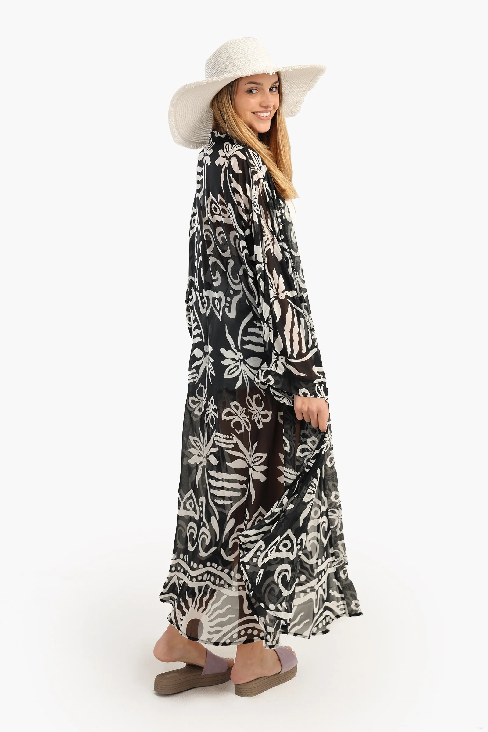 Black & White Chiffon Kimono