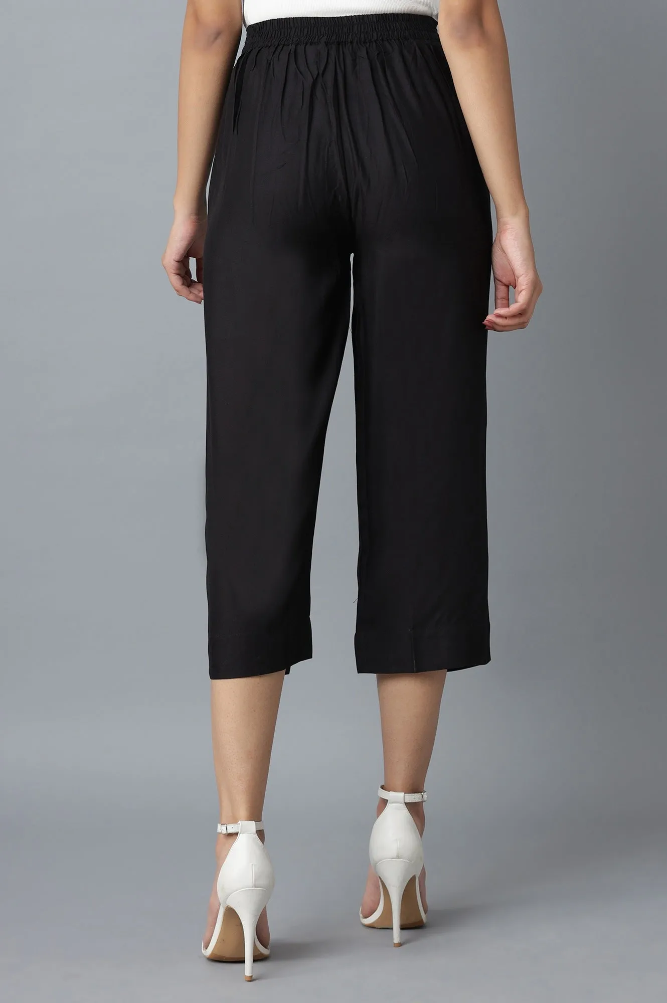 Black Calf Length Culottes