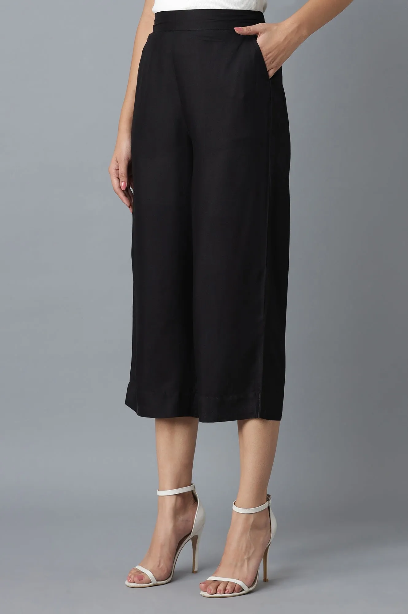 Black Calf Length Culottes