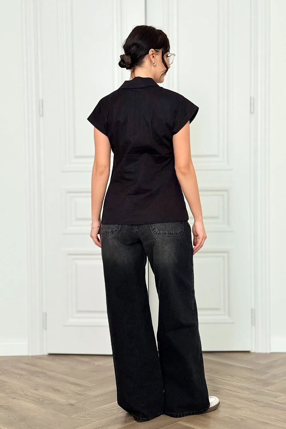 Black cotton blouse