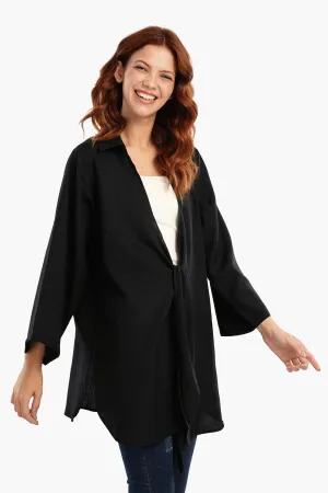 Black Kimono with Front Tie