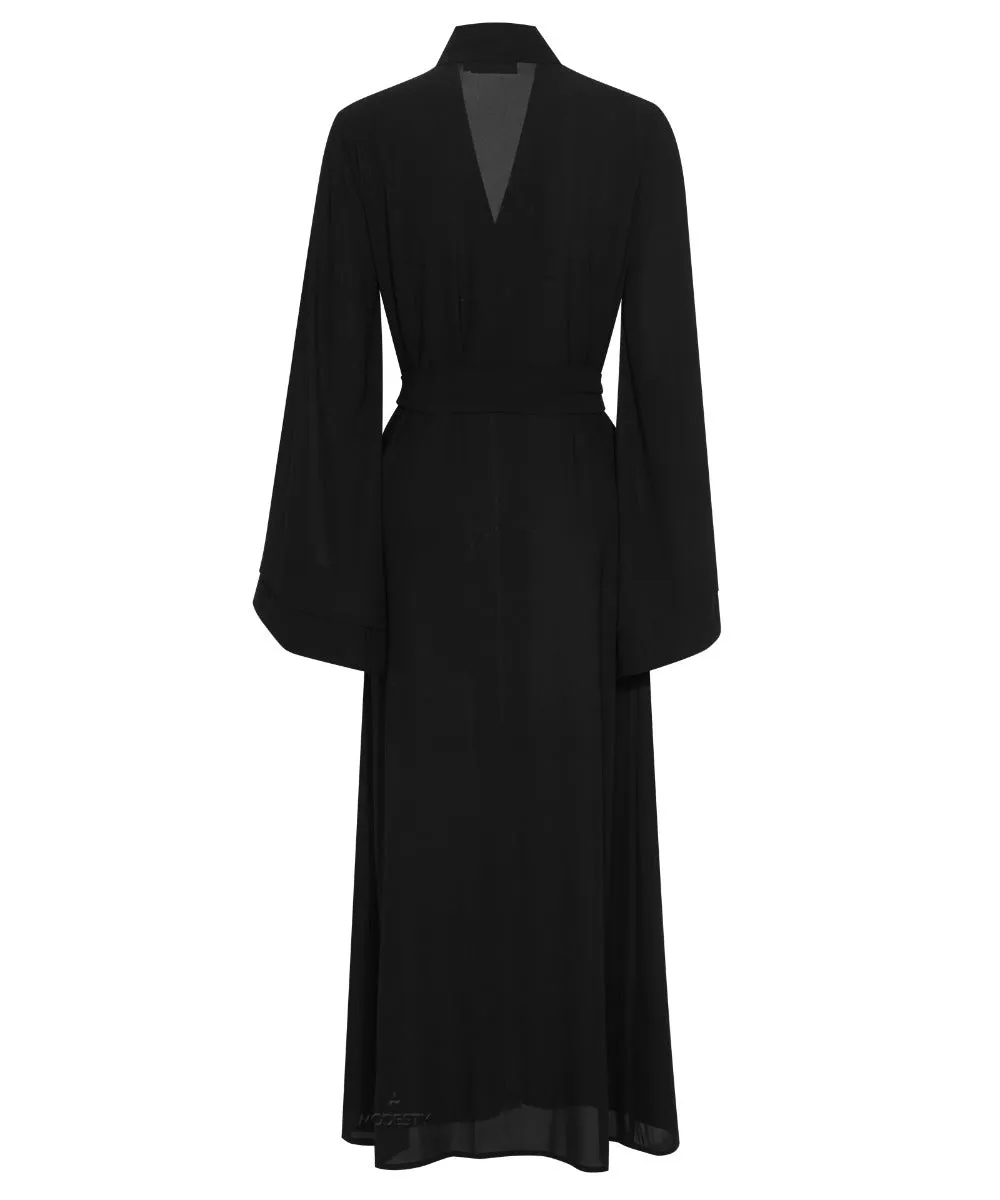 Black Long Bell Sleeve Chiffon Kimono