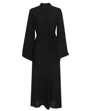 Black Long Bell Sleeve Chiffon Kimono