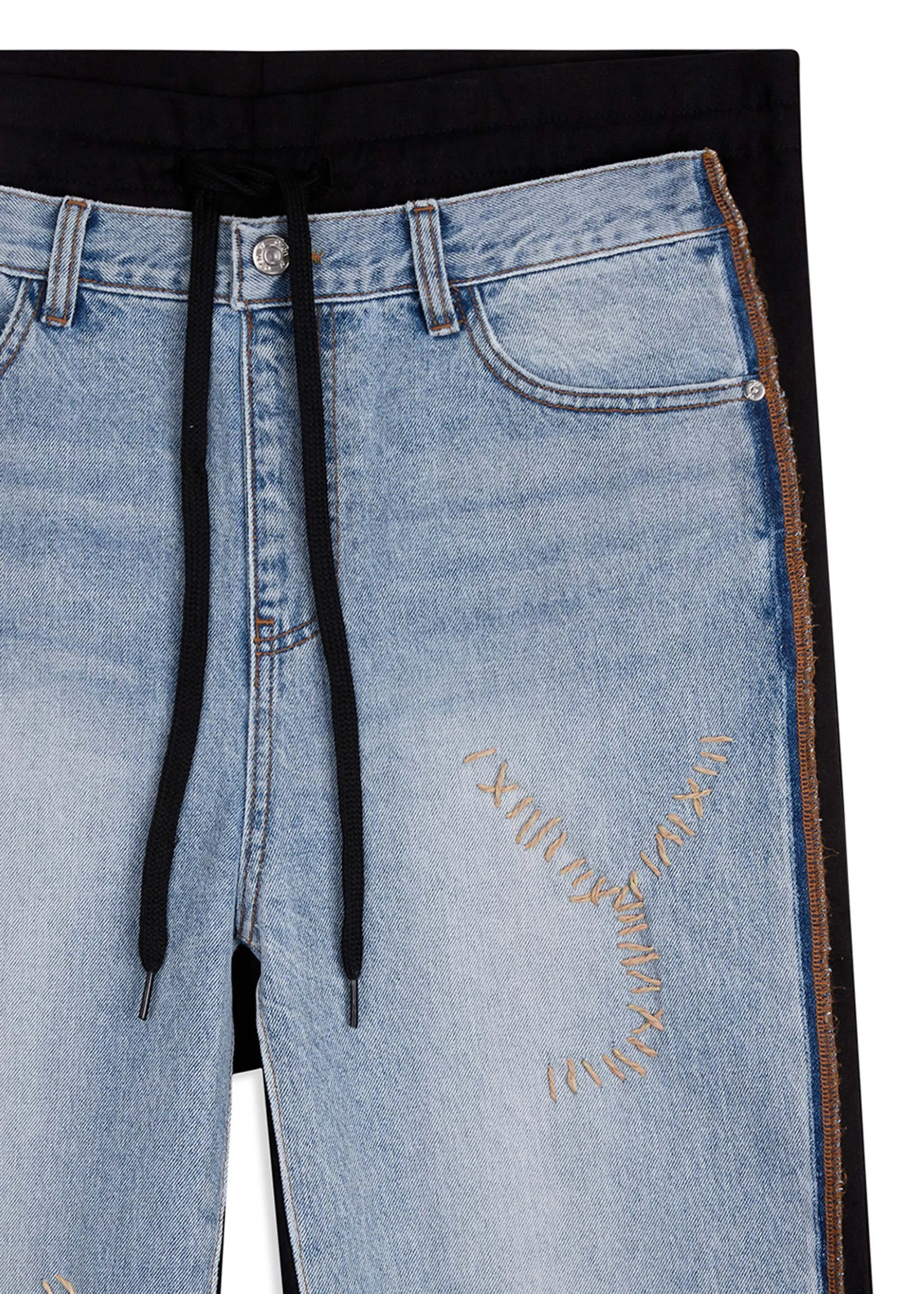Blue and Black Combination Jeans