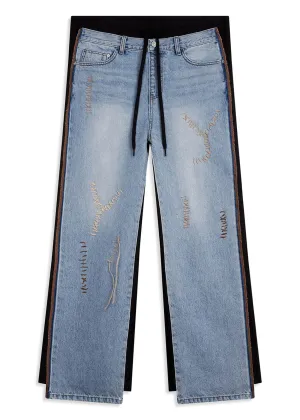 Blue and Black Combination Jeans