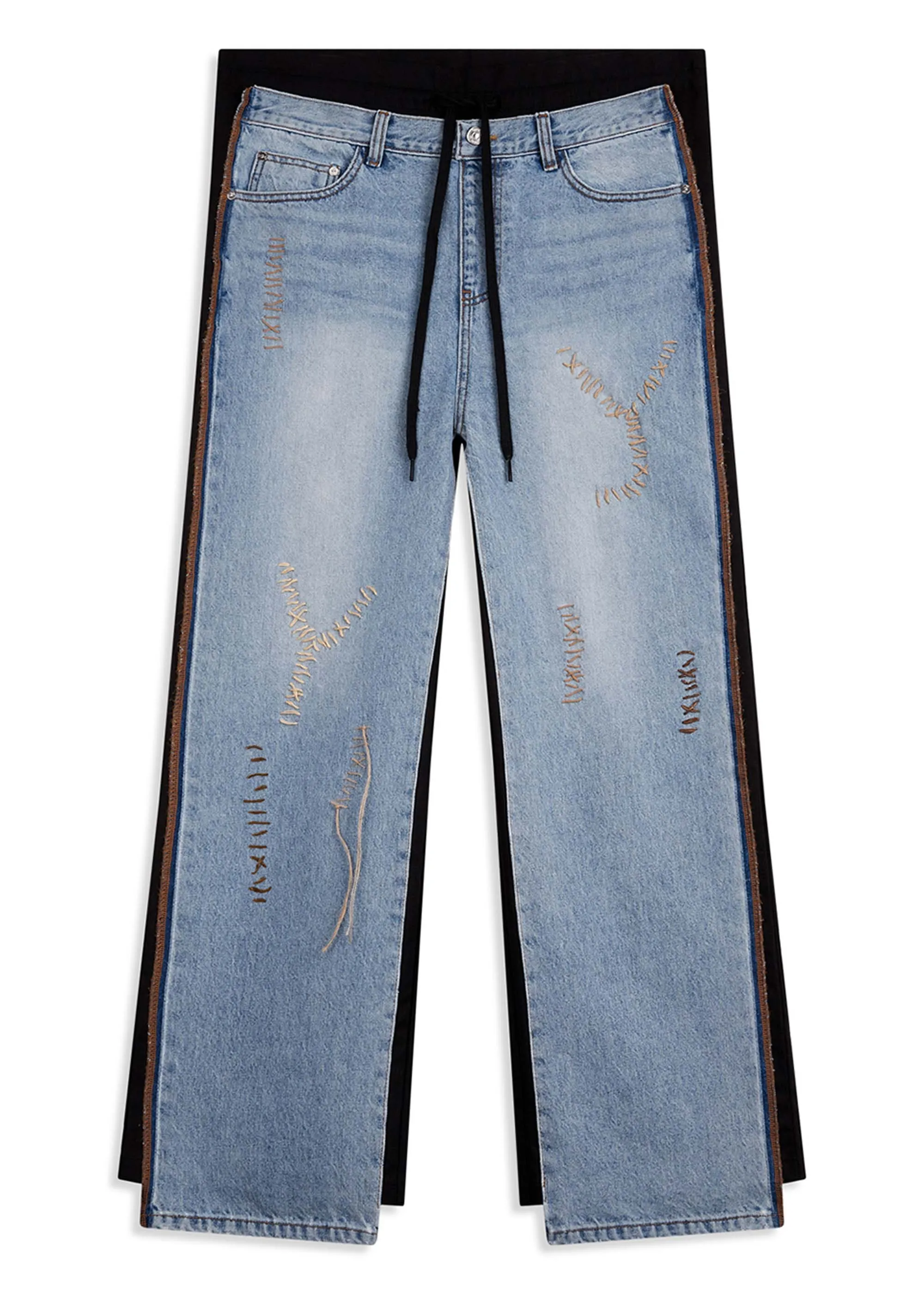 Blue and Black Combination Jeans