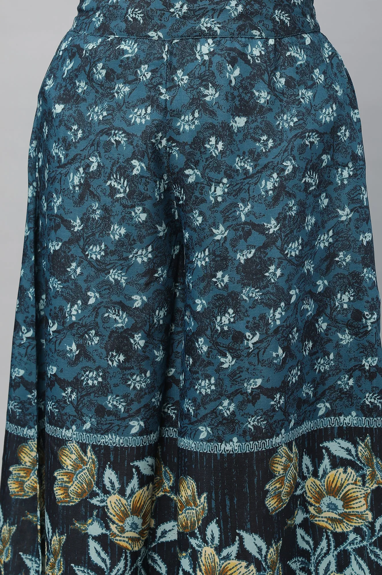 Blue Printed Kurta, Culottes & Dupatta Set