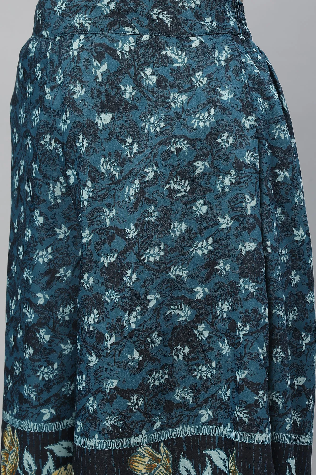 Blue Printed Kurta, Culottes & Dupatta Set