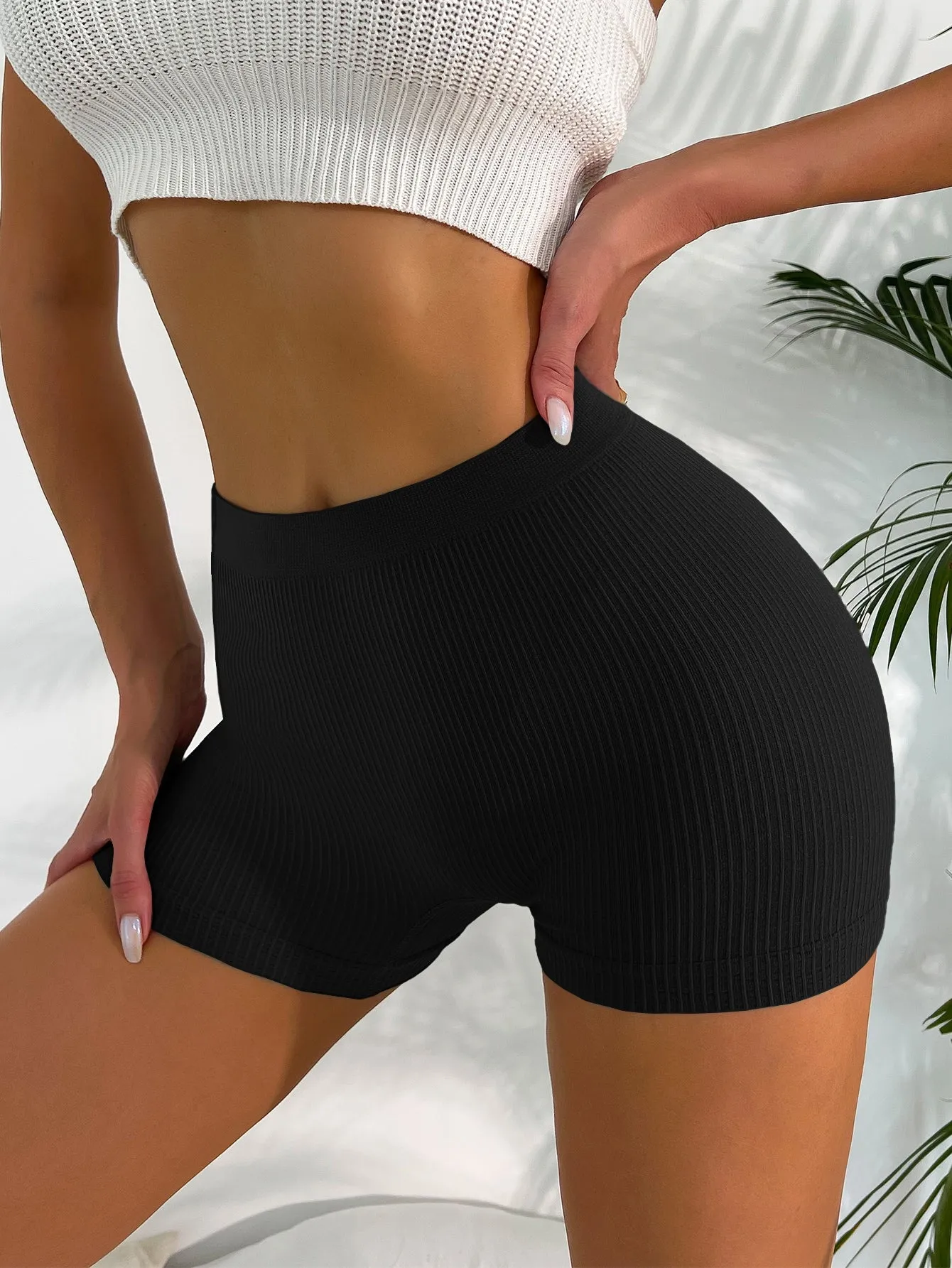 Boyshorts unicolor de canalé en Cherry Vibes