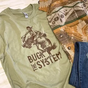 Buck the System Olive Tee