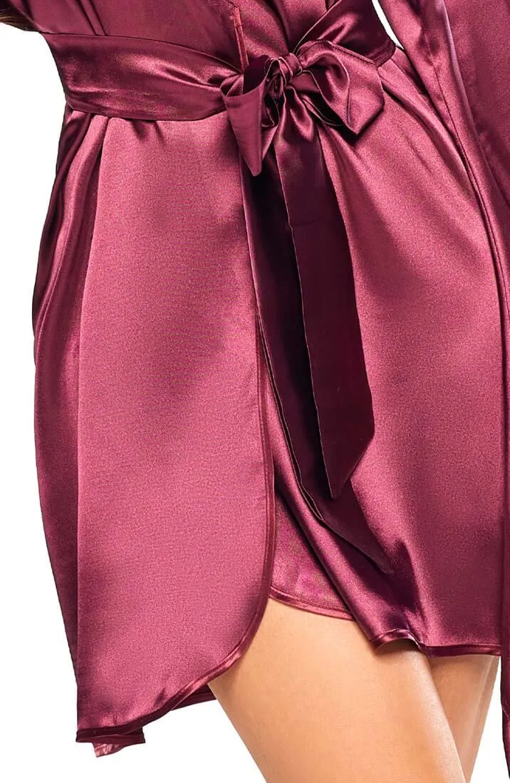 Burgundy satin robe - Samira