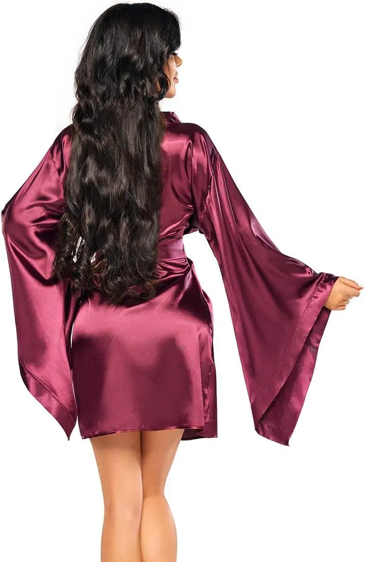 Burgundy satin robe - Samira