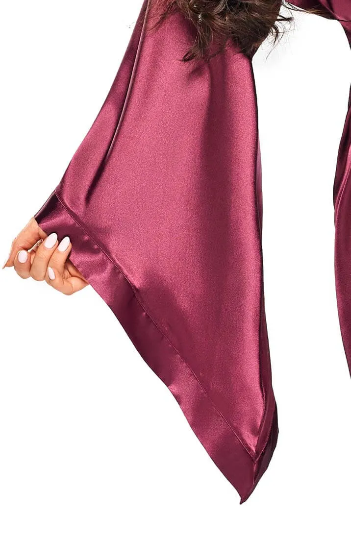 Burgundy satin robe - Samira