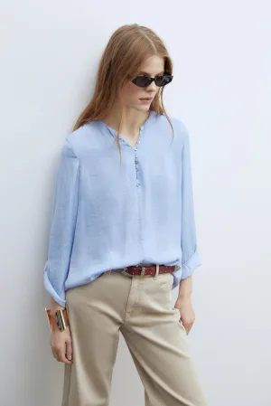 Buttons loose-fit blouse - Light Blue