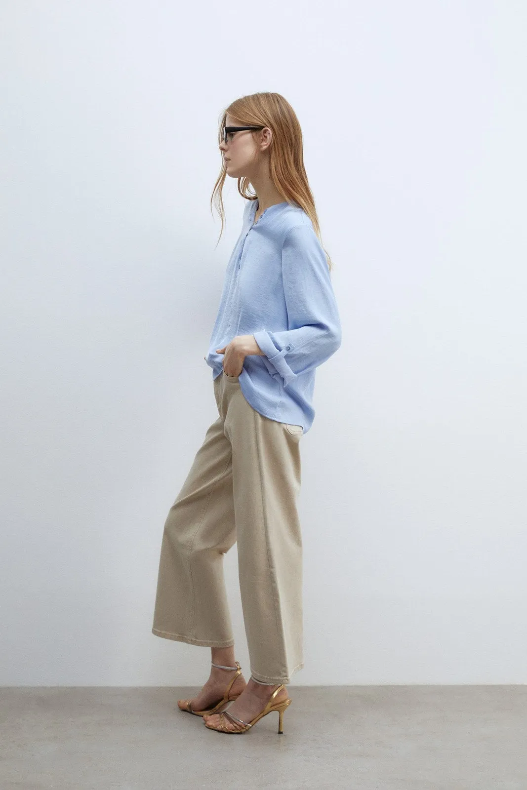 Buttons loose-fit blouse - Light Blue