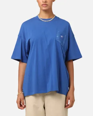 Carre Floral Pocket Oversized T-Shirt Blue