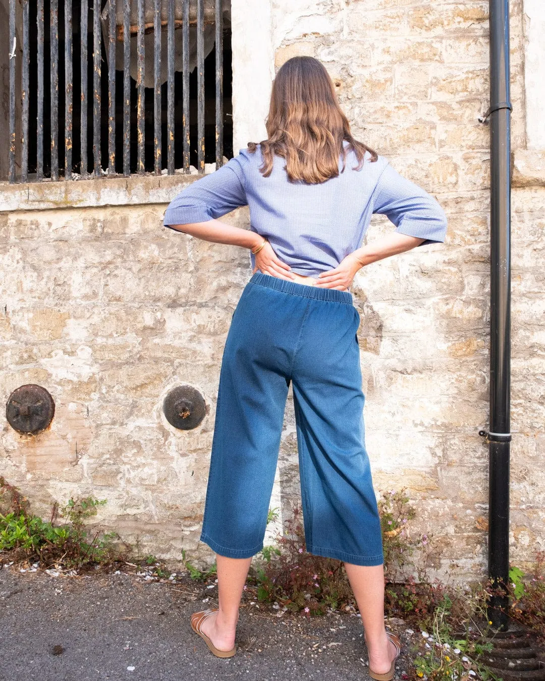 Carrie Women's Cotton Culottes | Textured Denim