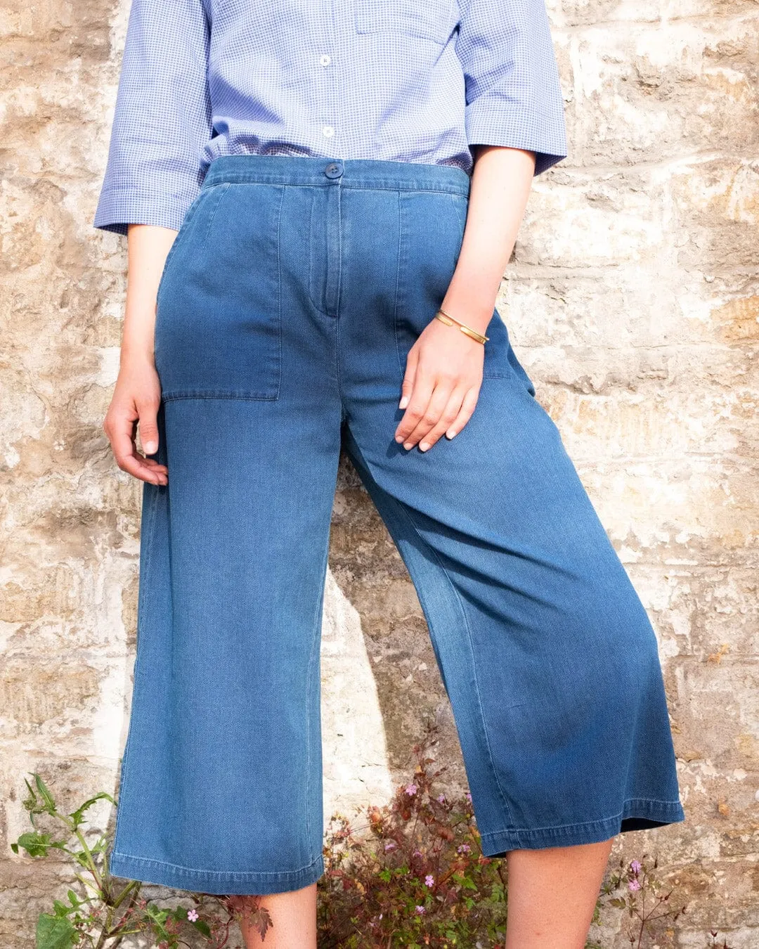 Carrie Women's Cotton Culottes | Textured Denim