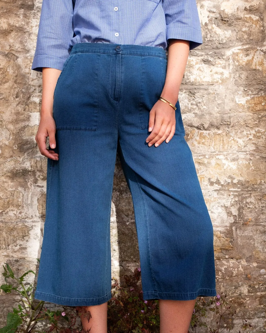 Carrie Women's Cotton Culottes | Textured Denim