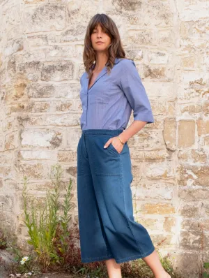 Carrie Women's Cotton Culottes | Textured Denim