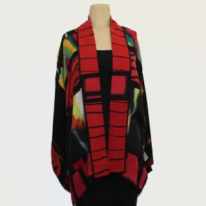 Catherine Bacon Kimono, Mosaic, Red/Black, OS