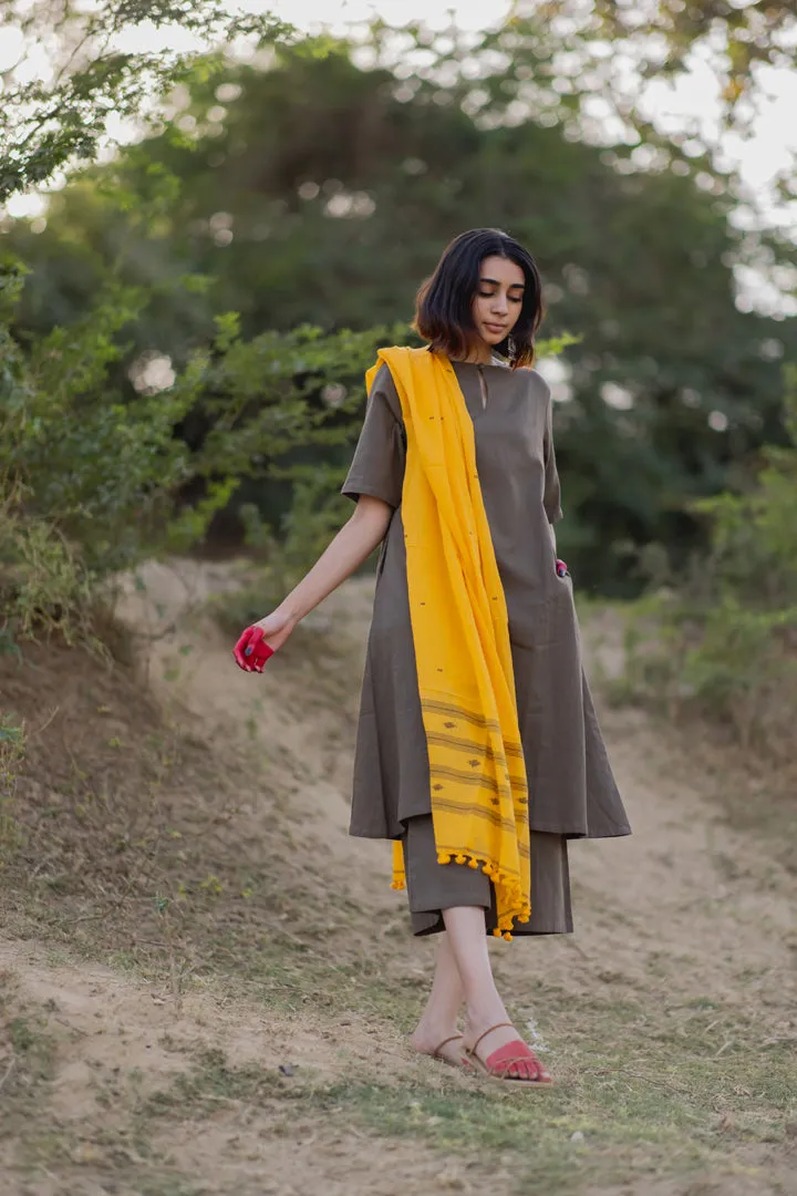 Charcoal Kurta and Culottes Set